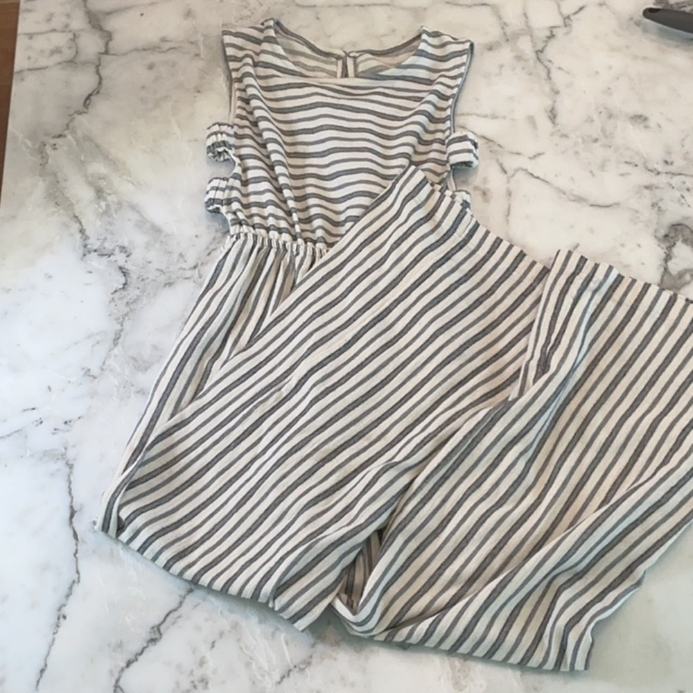 Zara Black and White Jumpsuit with Crew Neck